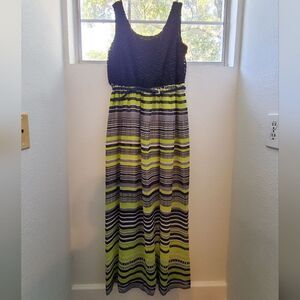 AUW Maxi Dress Green and Black Womens Size Large